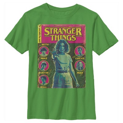 Boy's Stranger Things Vintage Comic Book Cover T-Shirt - Kelly Green - Large