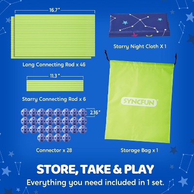 Joyfy Glow Fort Building Kit Indoor Outdoor for Kids, DIY Castles Tunnels with Rods and Balls, Educational Gift for Boys and Girls Aged 3-12