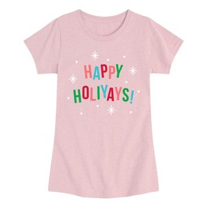 Girls' - Instant Message - Happy Holiyays Fitted Short Sleeve Graphic T-Shirt - 1 of 4