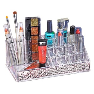 16 Sections Pave Diamond Design Cosmetic and Jewelry Holder Clear - Laura Ashley: Bathroom Organizer, Makeup Storage Tray - 1 of 4