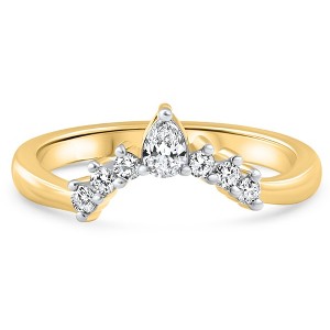 Pompeii3 1/4Ct Diamond Curved Wedding Anniversary Engagement Guard Ring Gold Lab Created - 1 of 4