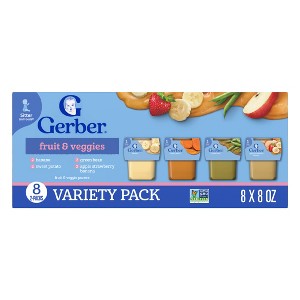 Gerber 2nd Foods Fruit & Veggies Puree Classics Sampler Baby Snacks Pack - 8ct - 1 of 4