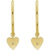 14k Yellow Gold 32mm Heart Diamond Charm Hoop Gemstone Earrings - 3 of 4