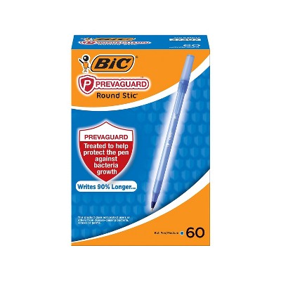 BIC PrevaGuard Round Stic Ballpoint Pen Medium Point Blue Ink 60/Pack (GSAM60-BLU)