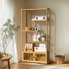 Artloge Large Natural Bamboo Bookshelf 70'' Tall Freestanding Storage Rack with Cabinet for Living Room Bedroom Hallway - 2 of 4