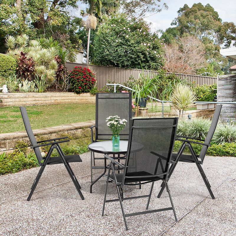 Costway 4PCS Patio Folding Dining Chair Recliner Adjustable Black, 3 of 10