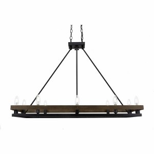 Toltec Lighting Belmont 10 - Light Island Pendant Light in  Matte Black/Wood Grain - 1 of 1