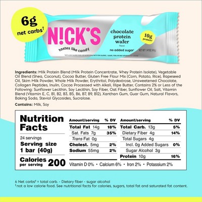Nick's Chocolate Protein Wafer Snack Bars - 10g Protein - 7.05oz/5pk