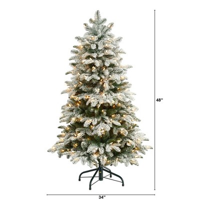 4ft Flocked White Fir Christmas Tree with Warm White Lights