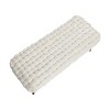 Storied Home Boho Chunky Woven Velvet Entryway Bench with Wood Legs, Cream and Natural - 4 of 4