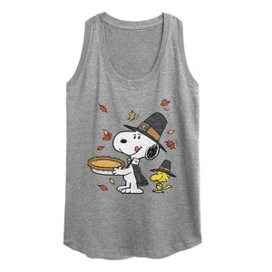 Women's - Peanuts - Thanksgiving Scene Graphic Racerback Tank - 1 of 4