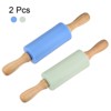 Unique Bargains Silicone Smooth Non-Stick Wooden Handle Kitchen Rolling Pin 2 Pcs - 3 of 4