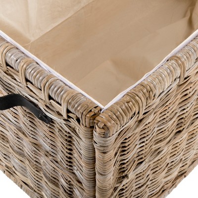 Michael 35" Natural Wicker Storage Trunk with Leather Straps