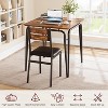 Dining Table Set for 2 with Storage Square Kitchen Table and 2 Upholstered Chairs Metal Frame Compact Space Saving Apartment Dinette - 3 of 4