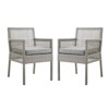 Modway Aura Dining Armchair Outdoor Patio Wicker Rattan Set of 2 - Gray Gray - 2 of 4