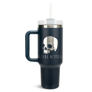 100 North Never Better Skull Halloween Wrap-Around 40 Oz. Stainless Steel Water Bottle Coffee Mug, Spill & Leak Resistant, Travel Tumbler with Handle, - 1 of 4