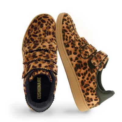 CUSHIONAIRE Bastion Leopard Print Casual Hook and Loop Closure Womens Sneakers – Lightweight Comfort with Non-Slip Rubber Sole