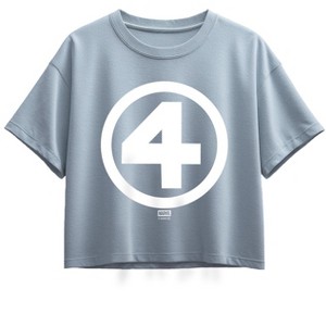 Girls' - Marvel - Fantastic Four Logo White Short Sleeve Boxy Graphic T-Shirt - 1 of 1