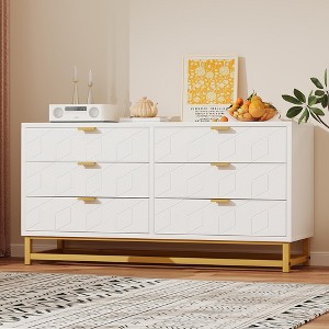 Six Drawer Dresser - 6 Drawer Storage, White and Grey Finish, Bedroom and Living Room Use, Durable and Spacious, Modern Design - 1 of 4