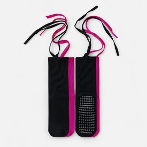 Anna-Kaci Women's 2-Pack Over-the-Calf Grip Socks with Ribbon Tie and Non-Slip Sole for Barre Pilates Yoga - 1 of 4