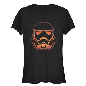 Juniors Womens Star Wars Halloween Stormtrooper Pumpkin T-Shirt - 1 of 3