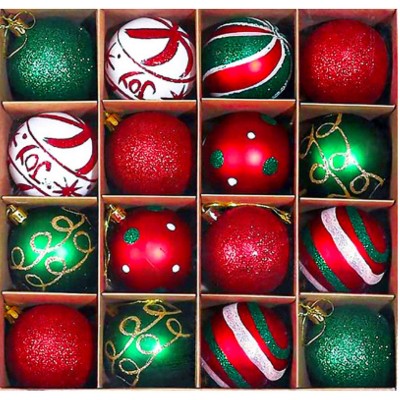 COZONY 16-Piece Shatterproof Christmas Ball Ornaments with Lanyard