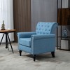Mid-Century Modern Accent Chair, Linen Armchair w/Tufted Back/Wood Legs, Upholstered Lounge Arm Chair Single Sofa - 4 of 4