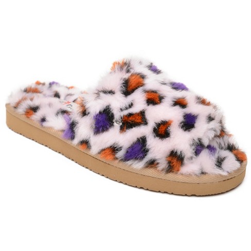 Ladies Multi-Color Faux Fur Slide Sandals