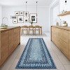 Grey/Blue Washable Runner Rug, Non-Slip Modern Hallway Carpet, Stain Resistant Low Pile Mat for Living Room, Bedroom, Kitchen - 3 of 4