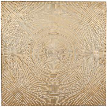 Wood Geometric Handmade Intricately Carved Radial Wall Decor Gold - Olivia & May