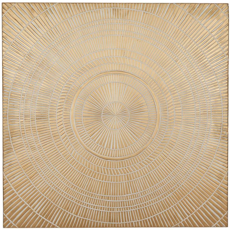 Wood Geometric Handmade Intricately Carved Radial Wall Decor Gold - Olivia & May, 1 of 5