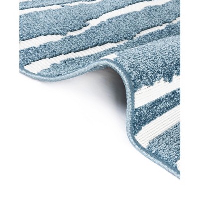 Coastal Breeze Blue Stripe 8' x 10' Synthetic Outdoor Rug