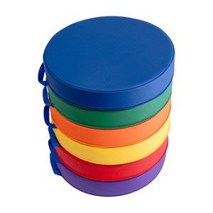 Flash Furniture Kylie 6 Piece 16 Inch Round Floor Cushions for Kids with Handles in Commercial Grade Plastic - Assorted Primary Colors - 1 of 4