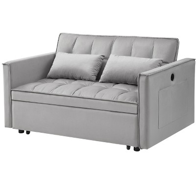 VYNXARIA Sleeper Sofa Bed£¬3-in-1 adjustable sleeper with pull-out bed, 2 lumbar pillows and side pocket, soft velvet convertible sleeper sofa bed