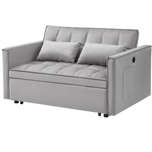 VYNXARIA Sleeper Sofa Bed£¬3-in-1 adjustable sleeper with pull-out bed, 2 lumbar pillows and side pocket, soft velvet convertible sleeper sofa bed - 1 of 4
