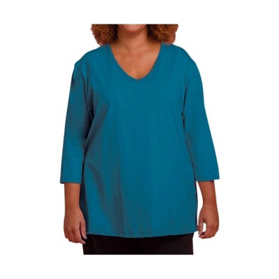 Women's Jersey 3/4 Sleeve V-Neck Tee - Plus - On The Plus Side