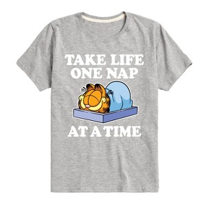 Boys' - Garfield - Take Life One Nap Short Sleeve Graphic T-Shirt - 1 of 4