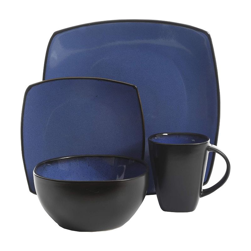 Gibson Elite Soho Lounge 16 Piece Reactive Glaze Durable Microwave and Dishwasher Safe Plates, Bowls, and Mugs Dinnerware Set, Blue, 2 of 7