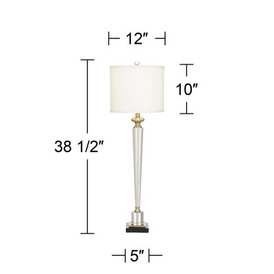 Vienna Modern Black and Gold Crystal Table Lamp Set with White Fabric Shade