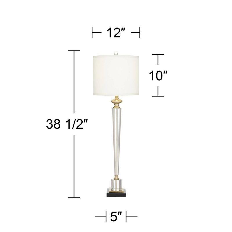 Vienna Full Spectrum Modern Table Lamps 38 1/2" Tall Set of 2 Clear Crystal Glass Hexagonal Column White Drum Shade for Bedroom Living Room Bedside, 4 of 10