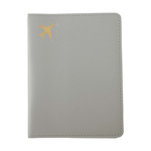 Unique Bargains Gold-stamped Airplane Pattern Passport Holder 1 Pc - 1 of 4