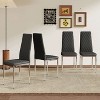 CAVINAS Set of 4 PU Leather Dining Chairs with Diamond Stitch Back and Silver Metal Legs - 2 of 4