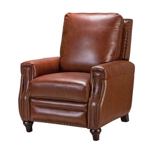 Theresa Transitional Style Upholstery Genuine Leather Recliner with Nailhead Trim for Living Room and Bedroom| ART OF LIVING DESIGNS - 1 of 4