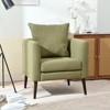 Tiramisubest Modern Chenille Accent Chair Mid-Century Fabric Lounge Chair Pillow Wood Legs Anti-Slip Footpad Living Room Bedroom, Olive Green - 2 of 4