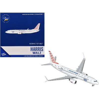Boeing 737-800 Commercial Aircraft "Harris-Walz Campaign" (N778MA) White with Striped Tail 1/400 Diecast Model by GeminiJets