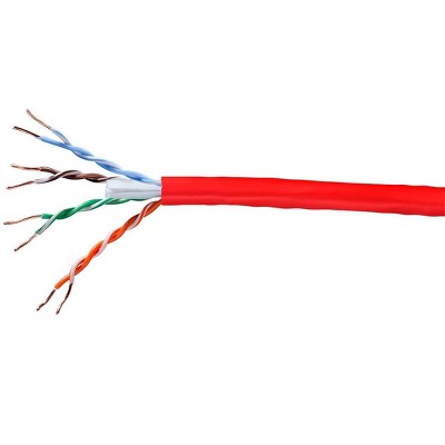 Monoprice Cat6 Ethernet Bulk Cable - 1000 Feet - Red | Network Internet Cord - Solid, 550Mhz, UTP, CMP, Plenum, Pure Bare Copper Wire, 23AWG, No Logo