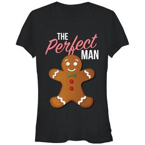Juniors Womens CHIN UP Christmas Perfect Gingerbread Man T-Shirt - 1 of 3