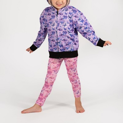 The Pink Picket Fence Suzie Dino Hoodie and Leggings Set – Pink Hoodie with Purple Leggings