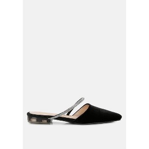 Turnon Velvet Diamante Detail Flat Mules - 1 of 4