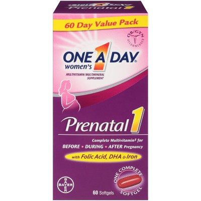 One A Day Women's Prenatal 1 with DHA & Folic Acid Multivitamin Softgels - 60ct